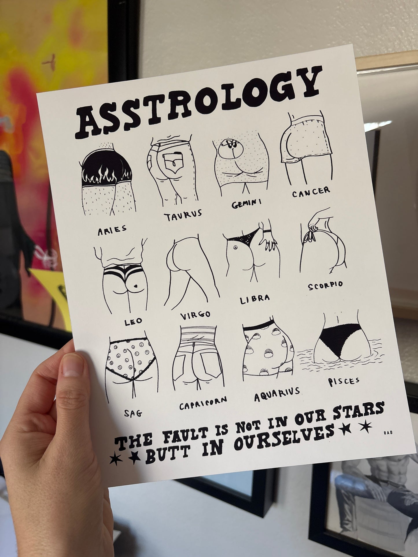 Astrology Butt Print 8x10 inches