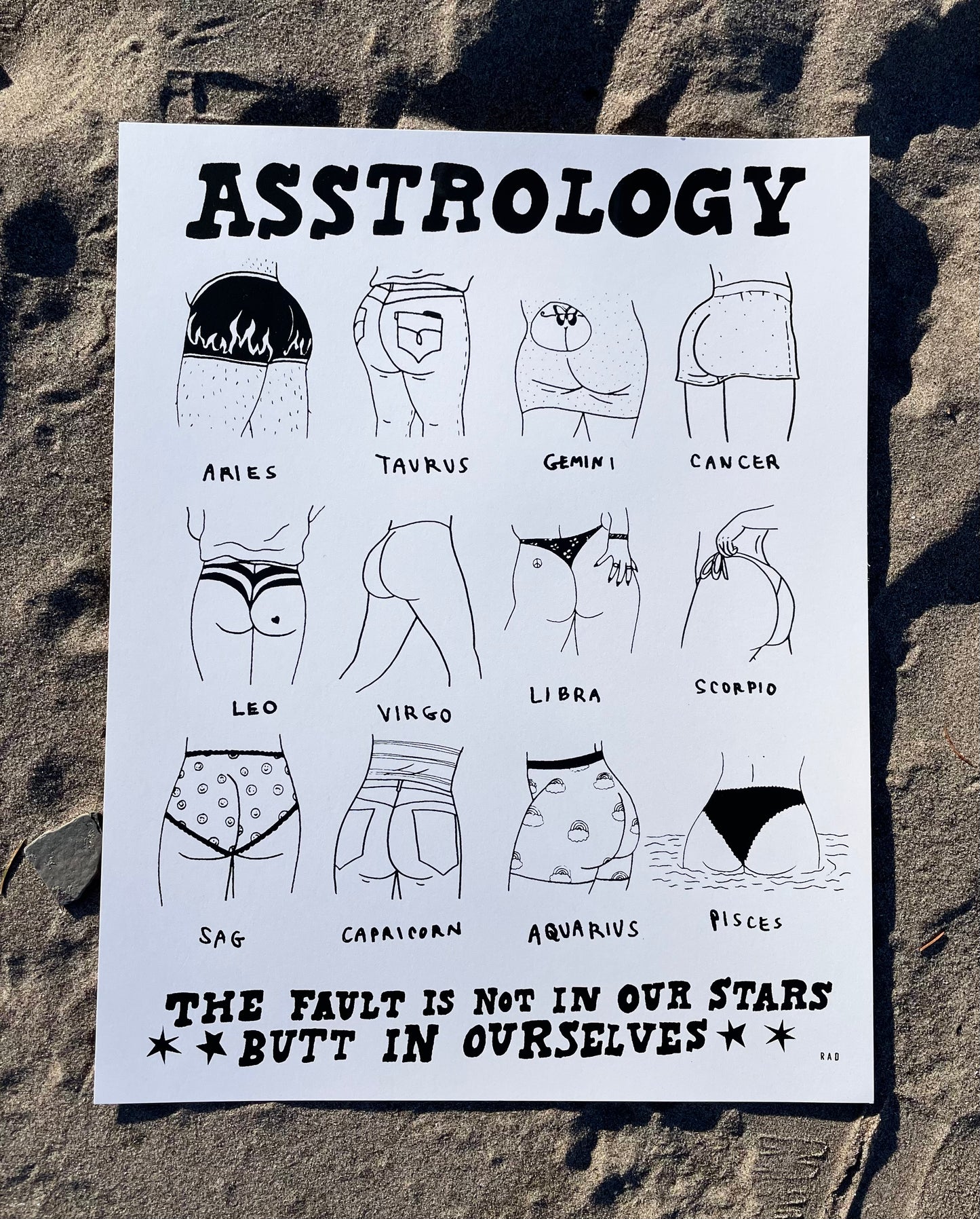 Astrology Butt Poster 11"x14"