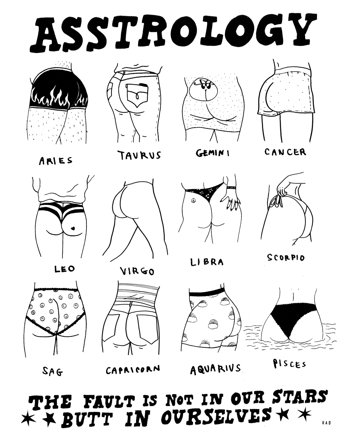 Astrology Butt Poster 11"x14"