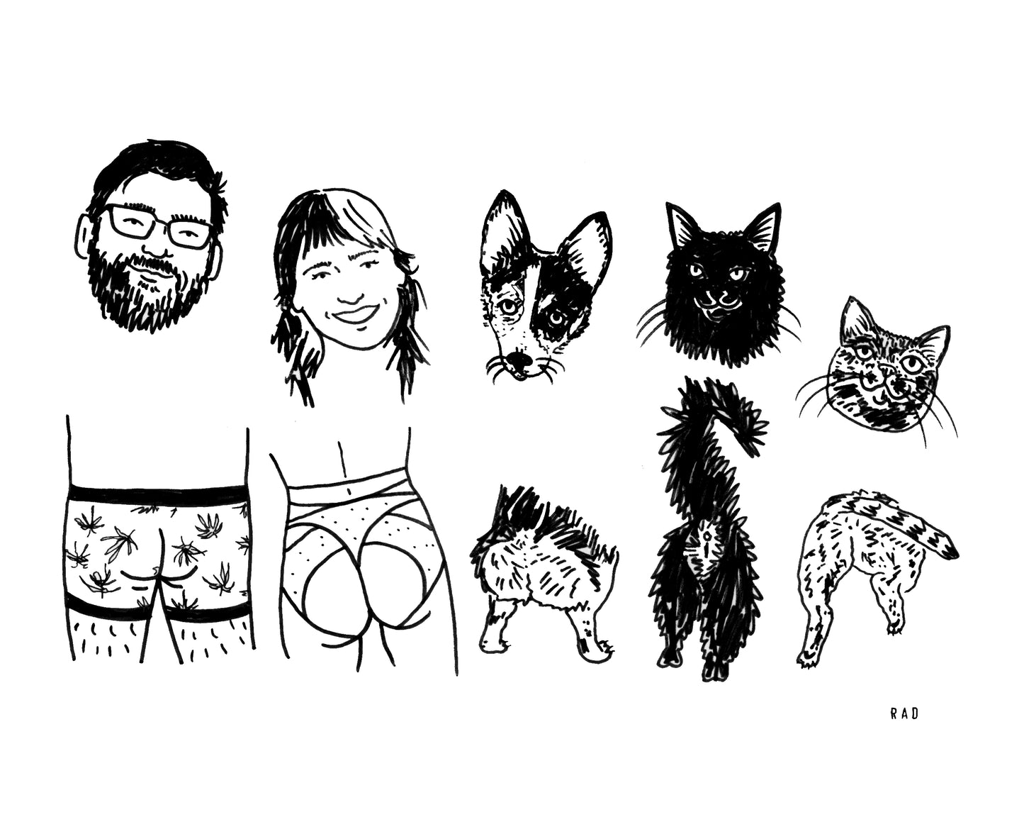 Custom Faces + Booties Portrait (People and/or Pets)