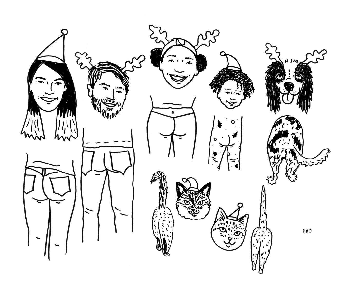 Custom Faces + Booties Portrait (People and/or Pets)