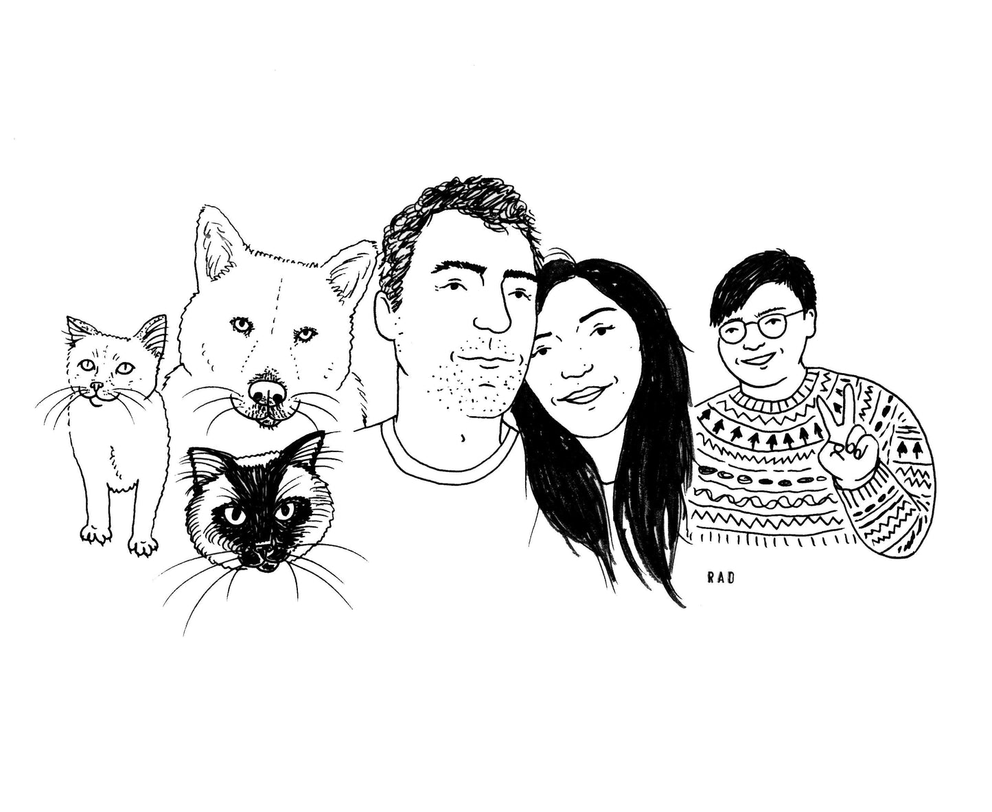 Custom Large Family Portrait (6+ individuals including pets)