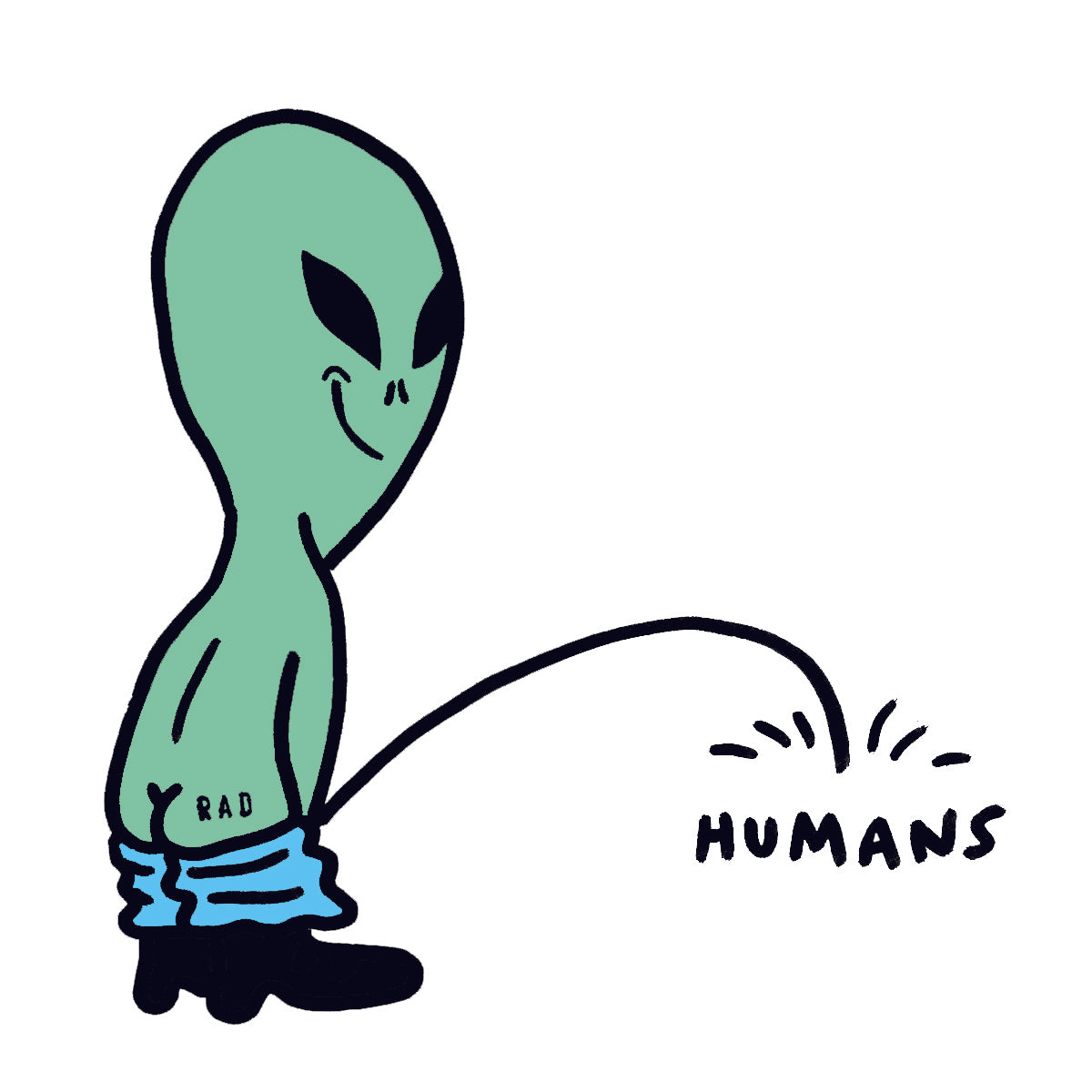 Alien Making Fun of Humans Sticker