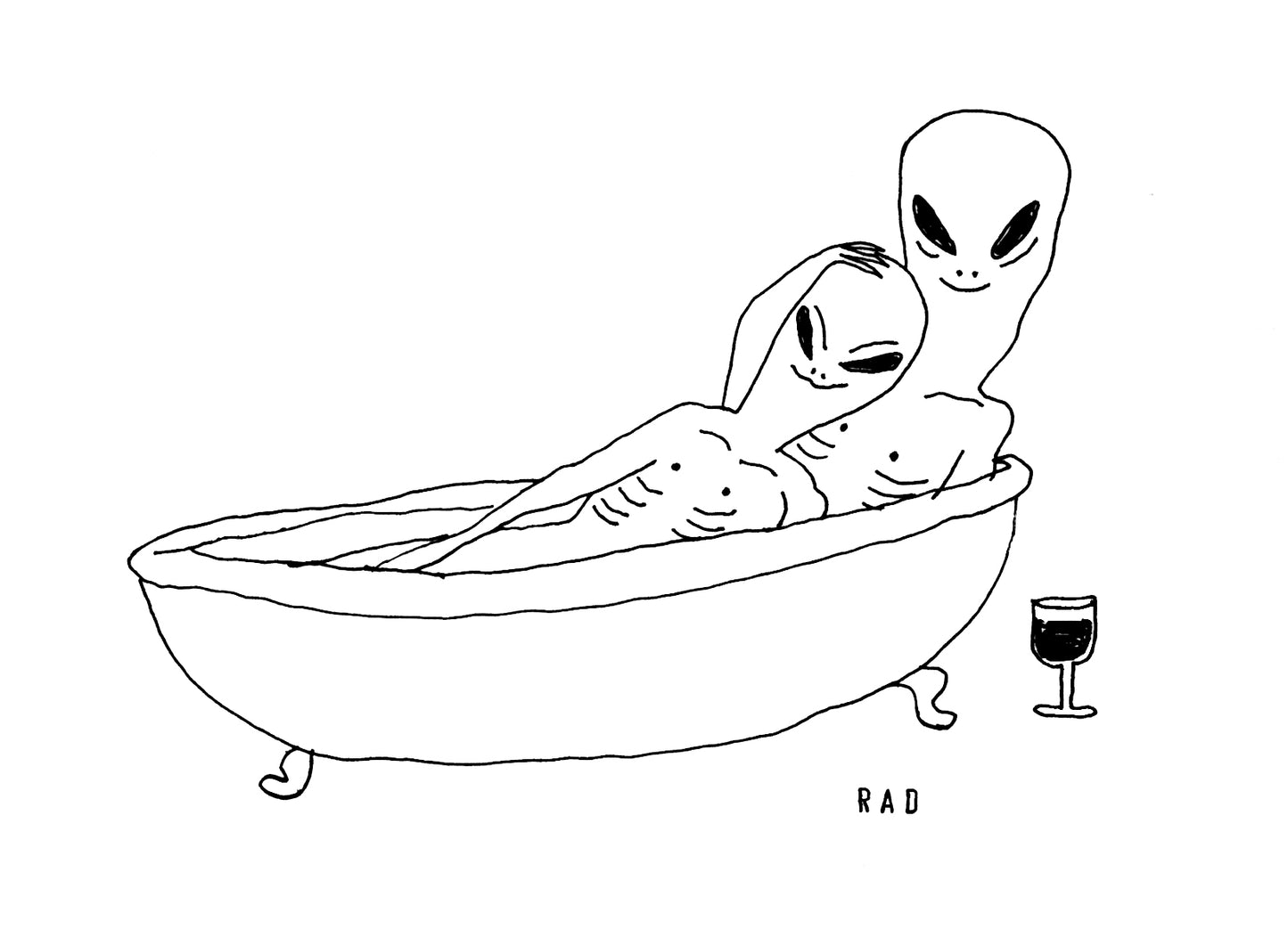 Alien Bathtub Lovers Print 8"x10"