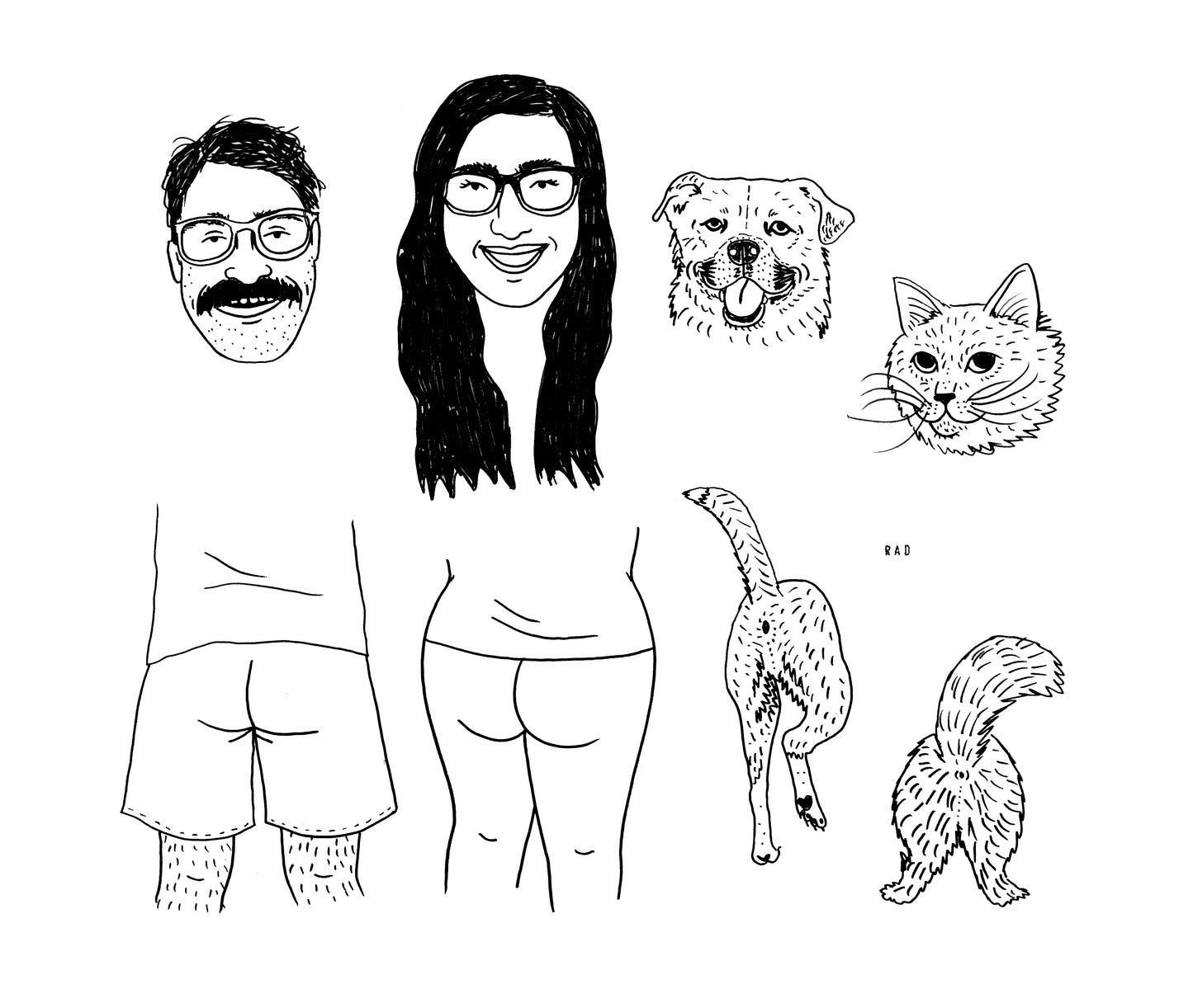 Custom Faces + Booties Portrait (People and/or Pets)