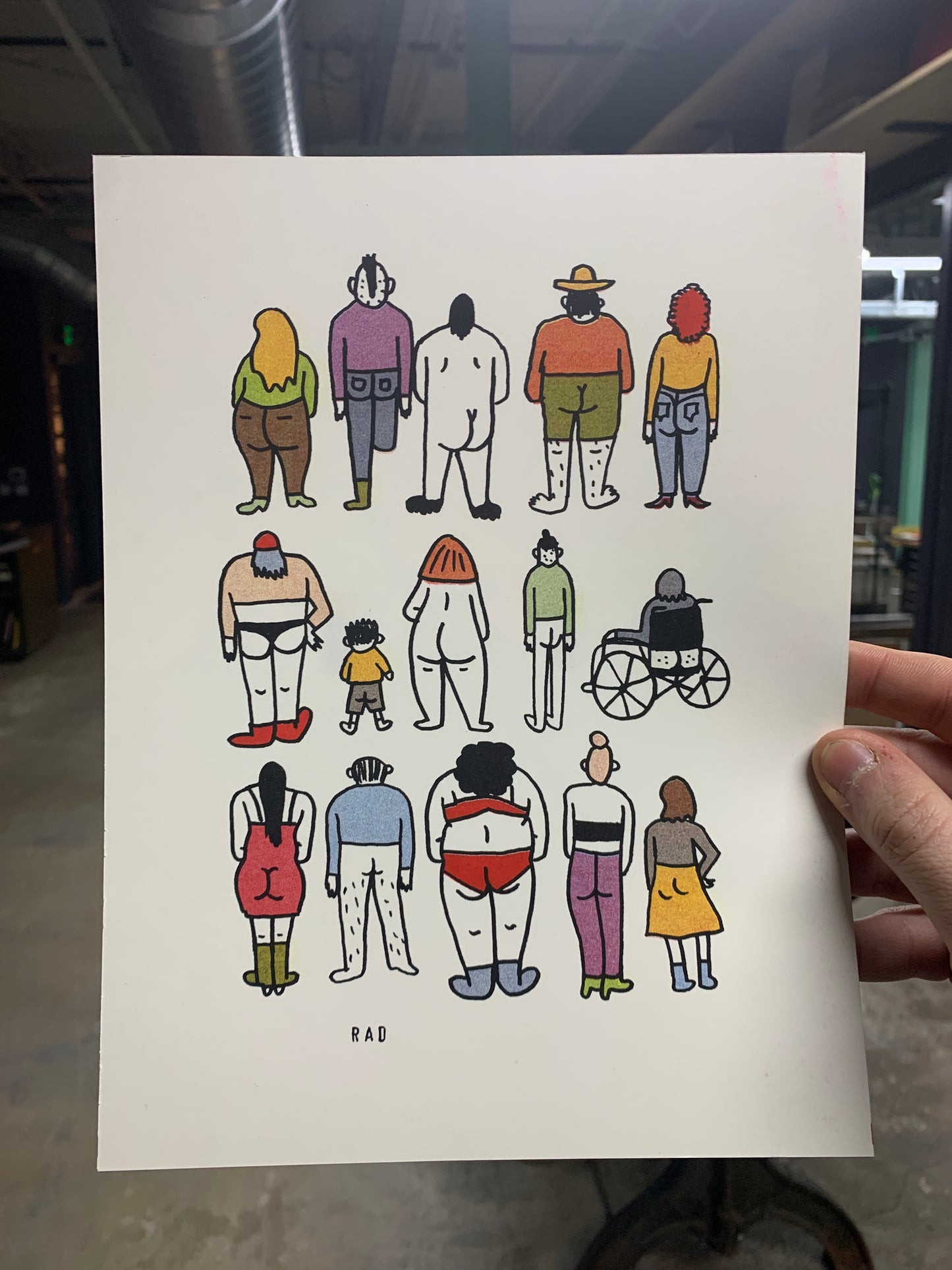 Booty Rows Four Color Riso Print